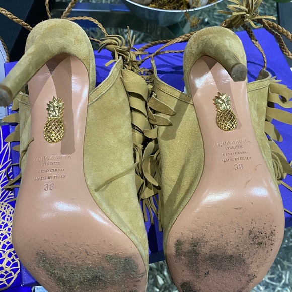 AQUAZZURA FIRENZE SO POCAHONTAS SANDAL CAPPUCCINO - Picture 6 of 10